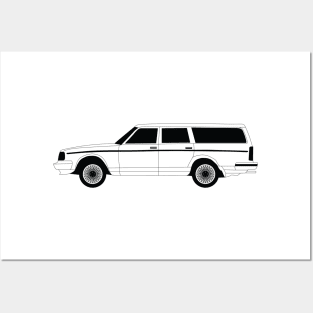 Volvo 245 DL Black Outline Posters and Art